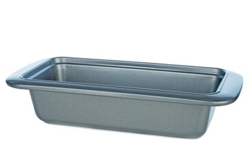 A rectangular metal non-stick backing tin on a white background