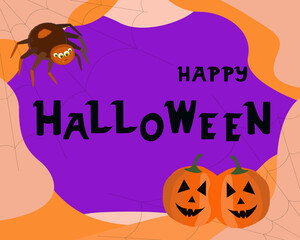 The inscription Halloween on the background with a spider