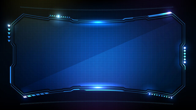Abstract Futuristic Background. Blue Glowing Technology Sci Fi Frame Hud Ui