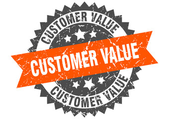 customer value stamp. grunge round sign with ribbon