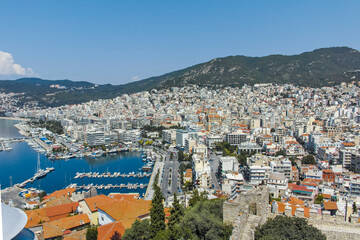 Amazing panoramic view of city of Kavala, Greece
