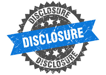 disclosure stamp. grunge round sign with ribbon