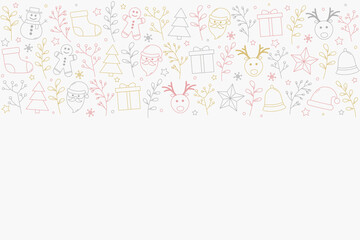 Design of Christmas background with ornaments. Empty Xmas card. Vector
