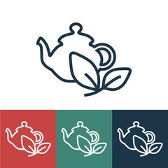 Linear vector icon with kettle and tea