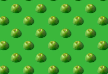 Fruit seamless pattern made of ripe green apples