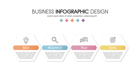 Diagram with business icons and 4 steps. Infograph design. Vector