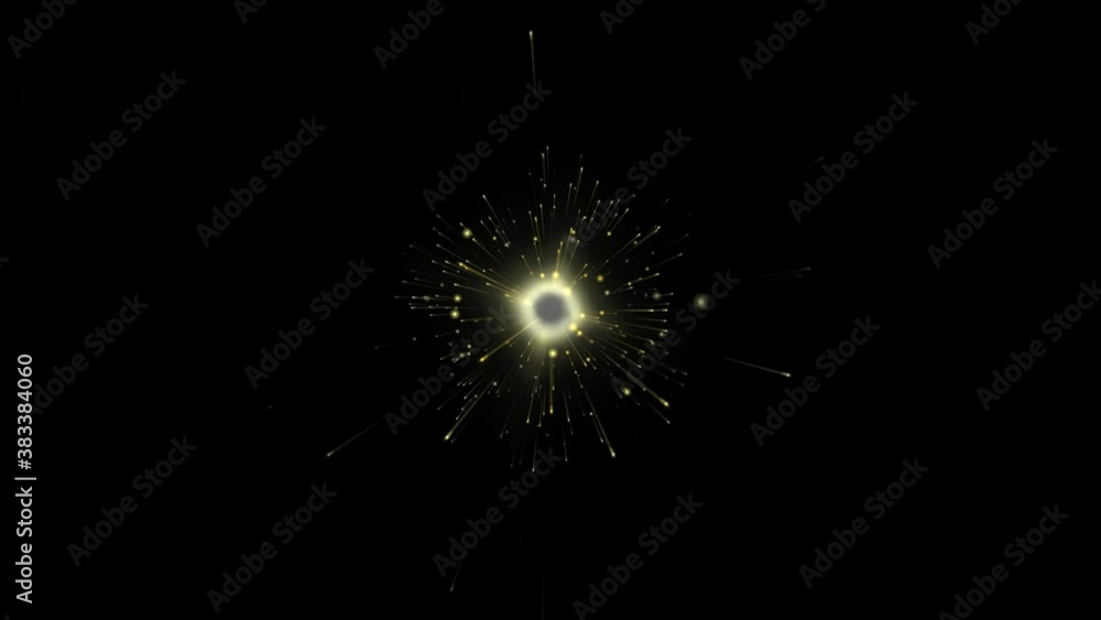 Aufkleber particle gold star explosion trail motion graphic with 3d rendering include alpha path.