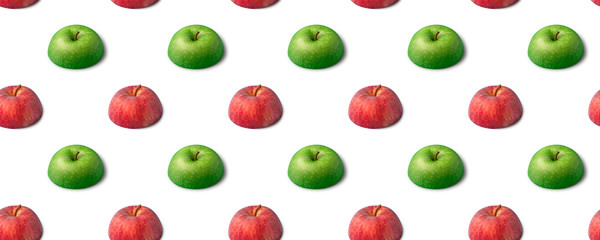 Fruit seamless pattern made of ripe green and red apples