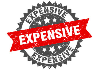 Obraz premium expensive stamp. grunge round sign with ribbon