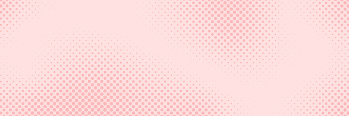 Vector simple background in comic book style with halftone gradient. Retro pop art design. Long horizontal banner