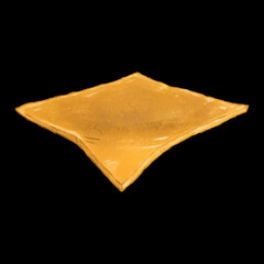 Cheese slice yellow and square, watercolor hand drawn illustration. Swiss cheese for breakfast isolated on black backround