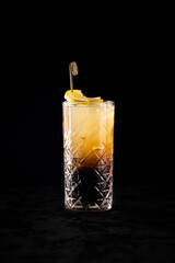 Cocktail on black background menu layout restaurant bar vodka wiskey tonic