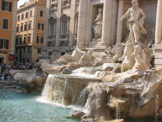 A view of the Trevi Fountain, known as the Fontana di Trevi in Italian. It was designed by Nicola...