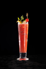 Cocktail on black background menu layout restaurant bar vodka wiskey tonic