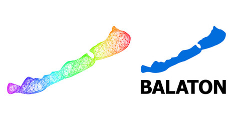 Wire frame and solid map of Balaton Lake. Vector structure is created from map of Balaton Lake with intersected random lines, and has spectral gradient. Abstract lines form map of Balaton Lake.