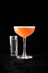 Cocktail on black background menu layout restaurant bar vodka wiskey tonic