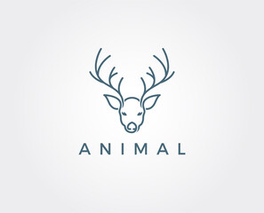 minimal deer head logo template - vector illustration