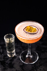 Cocktail on black background menu layout restaurant bar vodka wiskey tonic