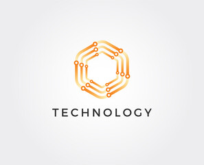 minimal technology logo template - vector illustration