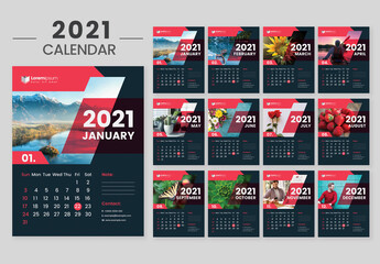 2021 Dark Wall Calendar Layout