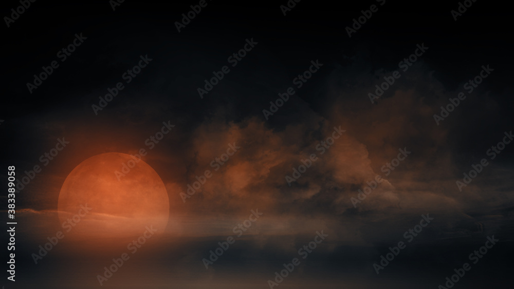 Aufkleber full moon sky and cloud dramatic style with 3d rendering.