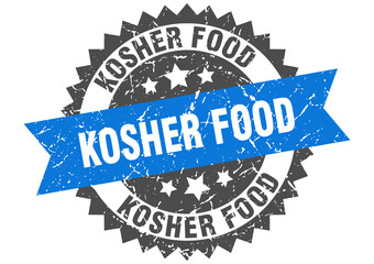 kosher food stamp. grunge round sign with ribbon