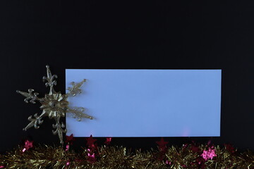 christmas decoration on black background with empty copy space for your text. holiday, celebration and cooking concept. new year and christmas postcard or invitation