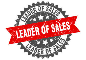 leader of sales stamp. grunge round sign with ribbon