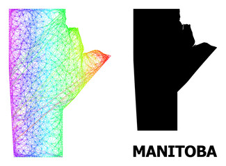 Wire frame and solid map of Manitoba Province. Vector model is created from map of Manitoba Province with intersected random lines, and has spectral gradient.