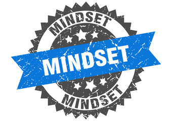 mindset stamp. grunge round sign with ribbon