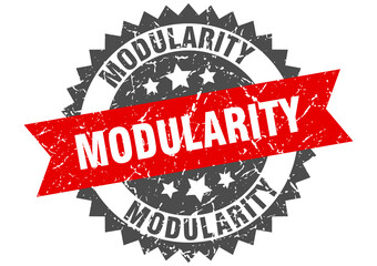 modularity stamp. grunge round sign with ribbon