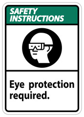 Safety Instructions Sign Eye Protection Required Symbol Isolate on White Background