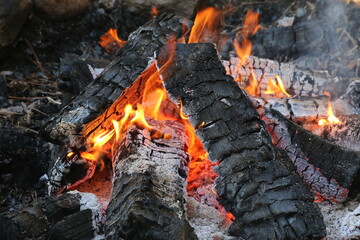 Close up of a very hot campfire
