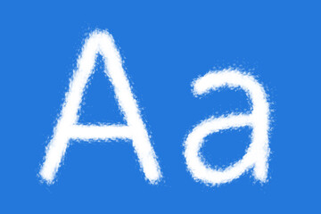 Letter A cloud shape on blue background
