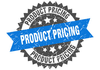 Obraz premium product pricing stamp. grunge round sign with ribbon