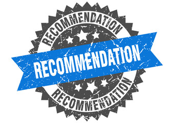recommendation stamp. grunge round sign with ribbon