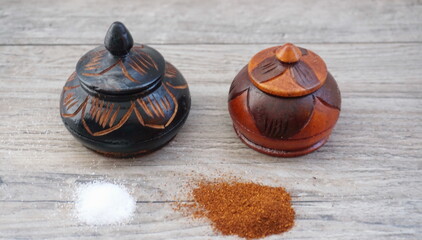 2 Salt Boxes with Spice