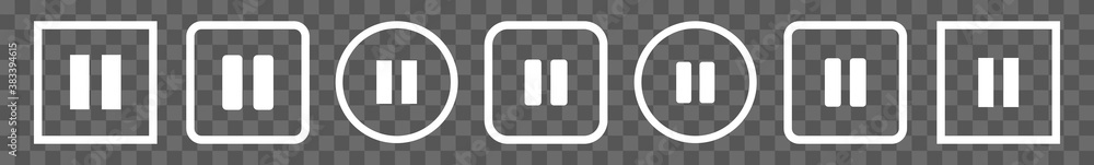 Poster pause button icon white line | break buttons illustration | video audio player navigate symbol | qui