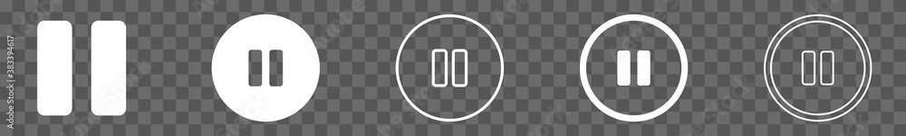 Poster pause button icon circle white | break buttons illustration | video audio player navigate symbol | q
