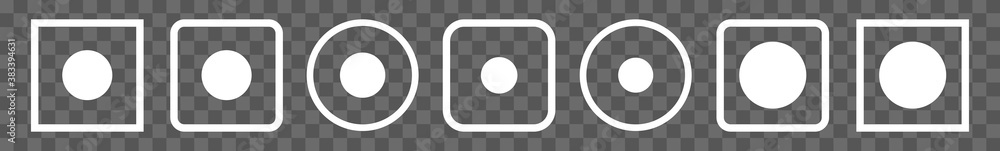Poster record button icon white line | rec buttons illustration | video audio player navigate symbol | reco