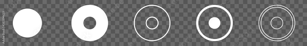 Poster record button icon circle white | rec buttons illustration | video audio player navigate symbol | re