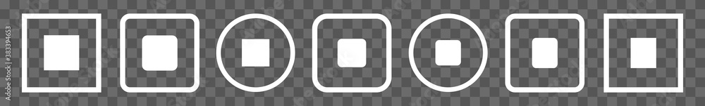 Poster stop button icon white line | stop buttons illustration | video audio player navigate symbol | quiet