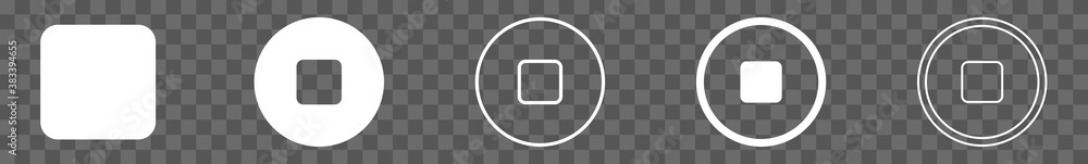 Poster stop button icon circle white | stop buttons illustration | video audio player navigate symbol | qui