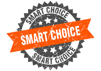 smart choice stamp. grunge round sign with ribbon