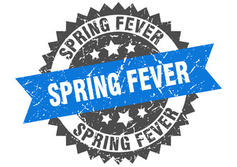 spring fever stamp. grunge round sign with ribbon