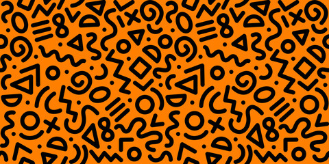 Seamless monochrome geometric pattern. Fashion 80-90s. Hipster Memphis style.