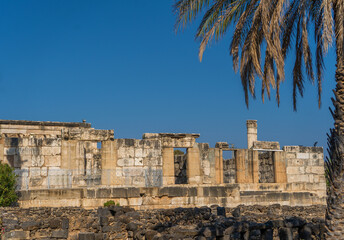 View of historical ruins in capernaum. No people