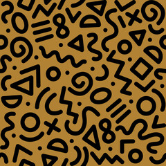 Seamless monochrome geometric pattern. Fashion 80-90s. Hipster Memphis style.