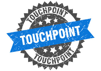 touchpoint stamp. grunge round sign with ribbon