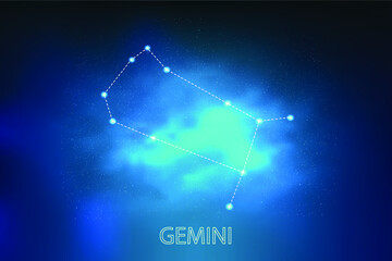 Zodiac constellation Gemini. Vector illustration. Astronomy.